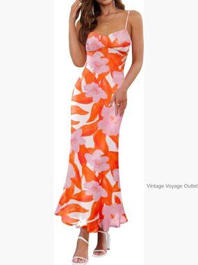 Sleeveless Spaghetti Strap Bodycon Maxi Dress Women's Summer Floral Wedding